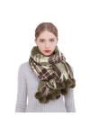 RIIQIICHY Femme Écharpe Pashmina Kaki Châle Etole Hiver Chaud Longues Grande aimer le style（avec boule de poils）