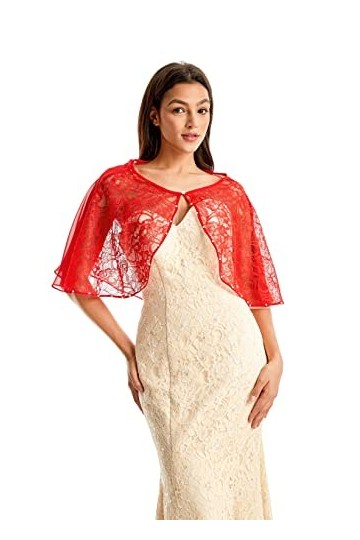 Keivvsh Capelets pour femmes en mousseline de soie cape châles et écharpes pour robe de soirée capes de mariage, perle dentel