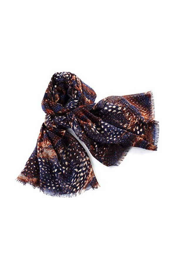 BEAT Châle Imprimé Taupe Pashmina Coton Modal Mixte Collection 90 x 180 cm aux tons foncés