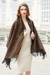 RIIQIICHY Écharpe Pashmina imprimé léopard châle et enveloppe hiver chaud guépard longues grandes écharpes avec gland pour da