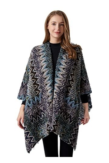BESTORI Femme Poncho Crochet Hiver Chic Châle avec Poches Épaissie Chaud Foulard Cape Tricot Automne Douce Châle