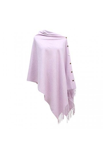 CARCOS Femmes Poncho Cape avec Franges Bouton Couverture Wrap Écharpe Châle Cardigan Chaud pour Autumn Hiver Printemps Violet