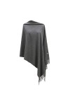 CARCOS Femmes Poncho Cape avec Franges Bouton Couverture Wrap Écharpe Châle Cardigan Chaud pour Autumn Hiver Printemps Violet
