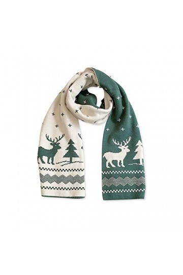 LumiSyne Hiver Écharpe Tricoté Femmes Réversibles Echarpe De Noël Fair Isle Renne Flocon De Neige Doux Chaud Longue Écharpes 