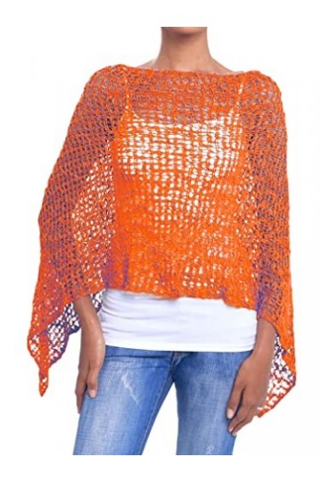 JOPHY & CO. Poncho pour femme, en maille à effet tricoté, couvre-épaules, au crochet, été et printemps, pour femme, léger et 