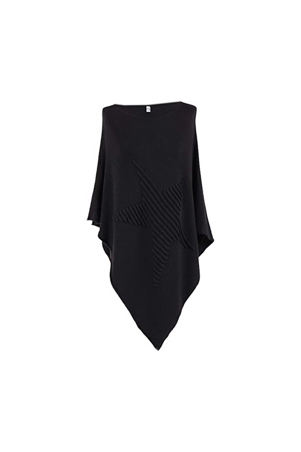 George Hilton Poncho italien en tricot étoile Lagenlook femmes ourlet asymétrique Poncho côtelé étoile grande taille, bleu ma