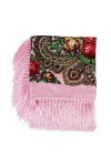 Gudessly Écharpe traditionnelle pour femme avec franges, cou, tête, châle rétro, imprimé floral, poncho, rose, taille unique