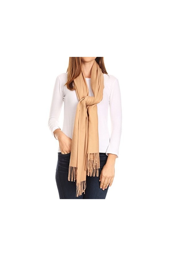 Sakkas 1746 - Châle/écharpe à franges en cachemire irlandaise super doux et doux au toucher - GreyBigSquare - OS