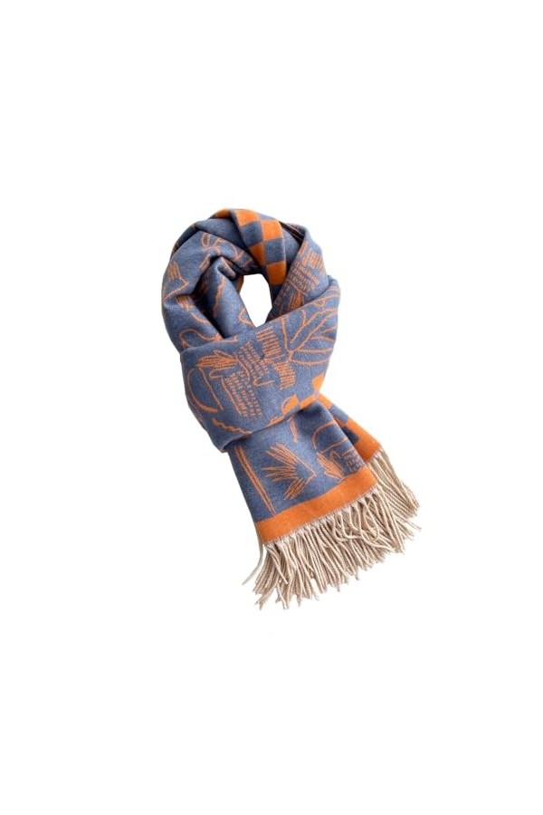 Fusehngre Echarpe Femme Hiver Automne Epais Chaud Tricot Long Châle Plaid Sentiment de cachemire Epais Couverture 65 x 190 cm