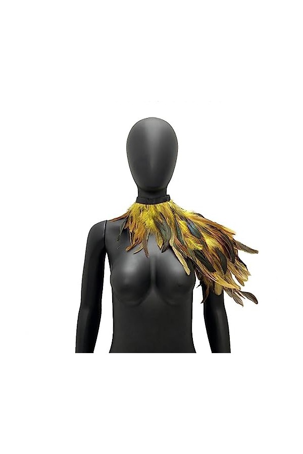 LICHENGTAI Femmes Plume Haussement Châle Cape, Collier de poncho Châle Étole En Plumes Collier Cap Halloween Carnaval Adulte 