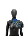 LICHENGTAI Femmes Plume Haussement Châle Cape, Collier de poncho Châle Étole En Plumes Collier Cap Halloween Carnaval Adulte 