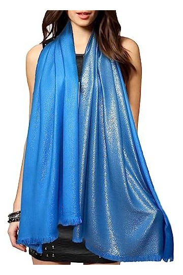 Gragengs Châles et écharpes pashmina métalliques scintillantes pour femme - Longue écharpe de fête - Couleur unie - Deux tons