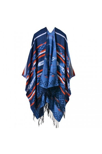 YianBestja Cape Femme Tricot Carreaux Tartan Style avec gland, Ouverture Extra Large écharpe Châle Poncho Automne Hiver 50-5