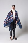 YianBestja Cape Femme Tricot Carreaux Tartan Style avec gland, Ouverture Extra Large écharpe Châle Poncho Automne Hiver 50-5