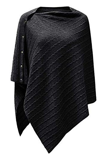 PULI Femme Bouton tricoté Poncho Couverture Châle Cape Cardigan Wrap Écharpe Taille Unique