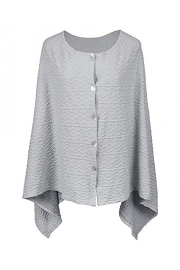 DiaryLook Poncho châle polyvalent pour femme avec boutons sensation cachemire, Gris cachemire., taille unique