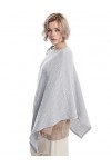 DiaryLook Poncho châle polyvalent pour femme avec boutons sensation cachemire, Gris cachemire., taille unique