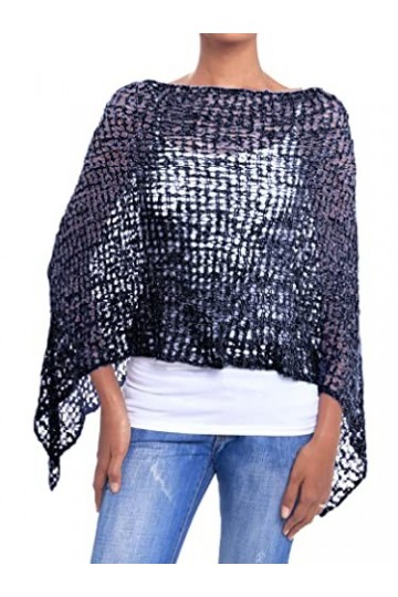 JOPHY & CO. Poncho pour femme, en maille à effet tricoté, couvre-épaules, au crochet, été et printemps, pour femme, léger et 