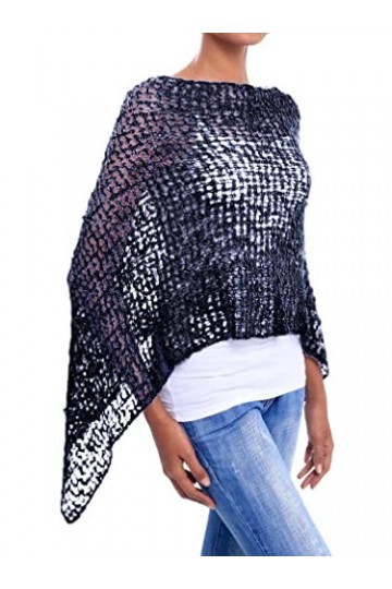 JOPHY & CO. Poncho pour femme, en maille à effet tricoté, couvre-épaules, au crochet, été et printemps, pour femme, léger et 