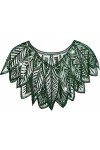 KharmLaddy Cape de soirée rétro années 1920 avec perles et paillettes pour femme, vert feuille, taille unique