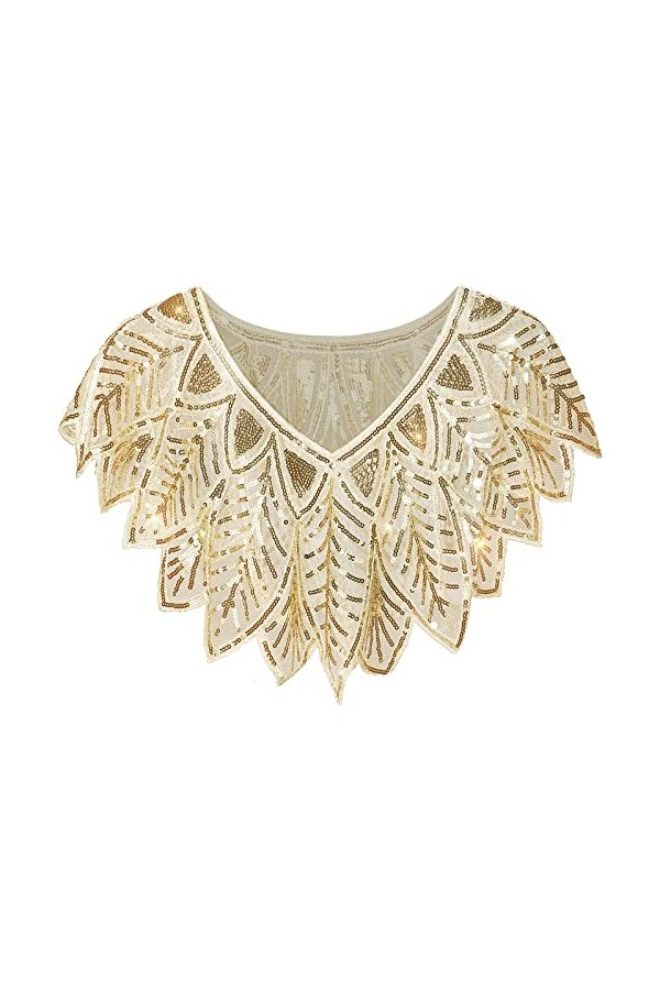 KharmLaddy Cape de soirée rétro années 1920 avec perles et paillettes pour femme, vert feuille, taille unique