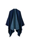 MeOkey Poncho Femme, Cape Femme Hiver/Automne Chaud, Écharpe à Franges, Surdimensionné 130cm*150cm - Bleu Dégradé Double Face