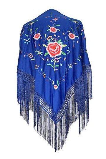 La Senorita Foulard espagnol Manton brodé pour robe de flamenco équitable, sévillana ou flamenco. [160 x 80 cm] Taille idéale