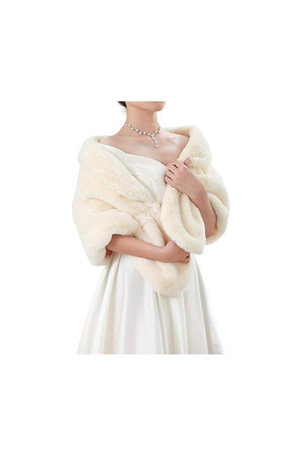 Genglass sans manches en fausse fourrure châle de mariage enveloppes de fourrure et châles étole de fourrure de mariée pour l