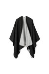 Lindoro Cape de poncho châle ouvert sur le devant pour femme, couleur unie, Cardigan dhiver chaud chandails pashmina châle, 