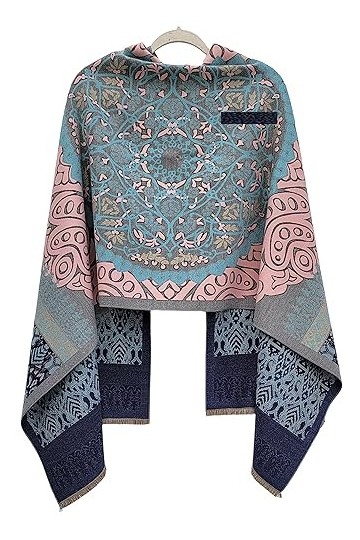 GFM® Cachemire Texture Pashmina Style Écharpe Châle pour Automne Hiver, 11-Bh-gris, L