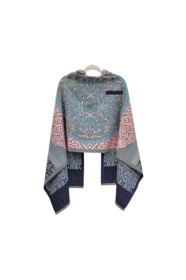 GFM® Cachemire Texture Pashmina Style Écharpe Châle pour Automne Hiver, 11-Bh-gris, L