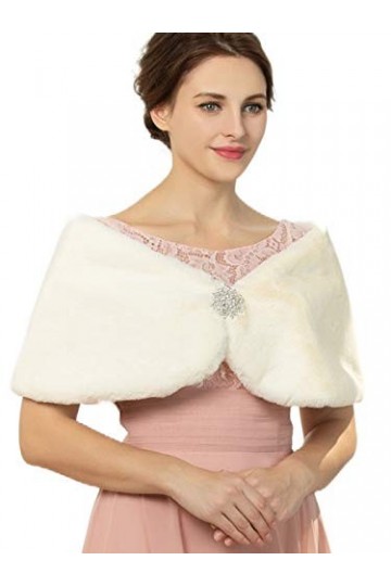 IYOU Mariée Mariage Fourrure Châles et Enveloppements Beige aux femmes années 1920 Fausse Fourrure Foulard Lhiver Couvrir De