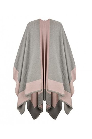 Ritera Femme Bouton tricoté Poncho Couverture Châle Cape Cardigan Wrap Écharpe Taille Unique Poncho avec Boutons
