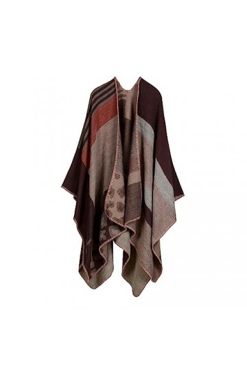AXZDTH Écharpe pour femme - Poncho vintage - Couleur bloquante - Poncho ouvert à lavant - Couverture dhiver élégante - Pour