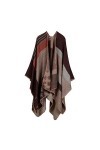 AXZDTH Écharpe pour femme - Poncho vintage - Couleur bloquante - Poncho ouvert à lavant - Couverture dhiver élégante - Pour