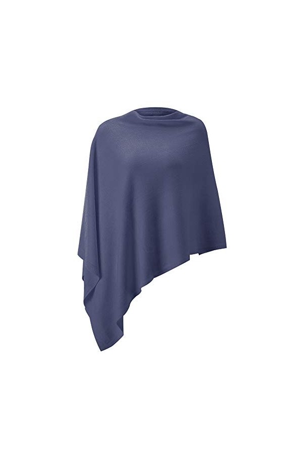 Poncho léger et solide en tricot pour femme, bleu sarcelle, S/L