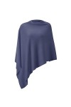 Poncho léger et solide en tricot pour femme, bleu sarcelle, S/L