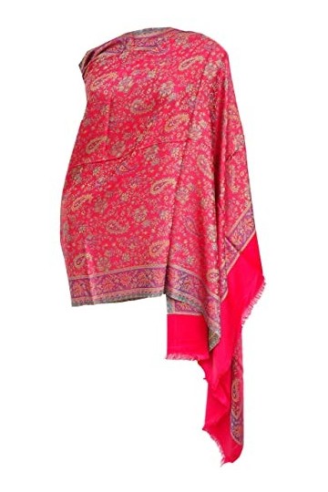 Rastogi Handicrafts Châles pour Femme/Tissu – Enveloppes en viscose Cachemire travail pleine taille - Rouge - Taille Unique