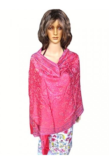 Rastogi Handicrafts Châles pour Femme/Tissu – Enveloppes en viscose Cachemire travail pleine taille - Rouge - Taille Unique