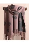 GFM® Châle ultra doux en cachemire mélangé – Arbre de vie, arbres ou plumes en relief CSHL-B , Tlife-Dusky Pink, L