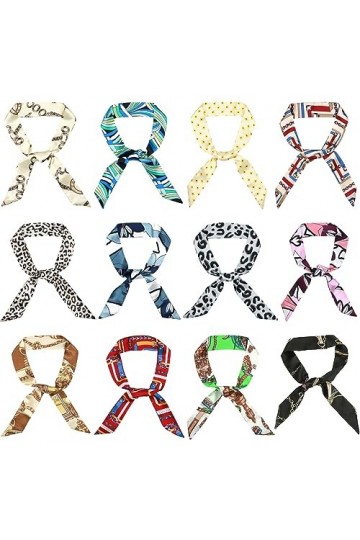 Lamdgbway 12 pcs Hairband Head Scarf Handbag Ruban Neckerchief Scarf pour les femmes