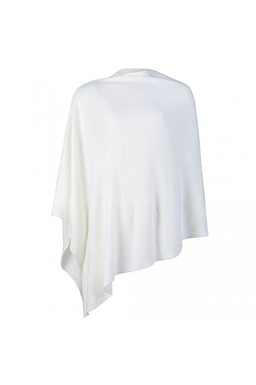 Poncho léger et solide en tricot pour femme, blanc, Small - Large