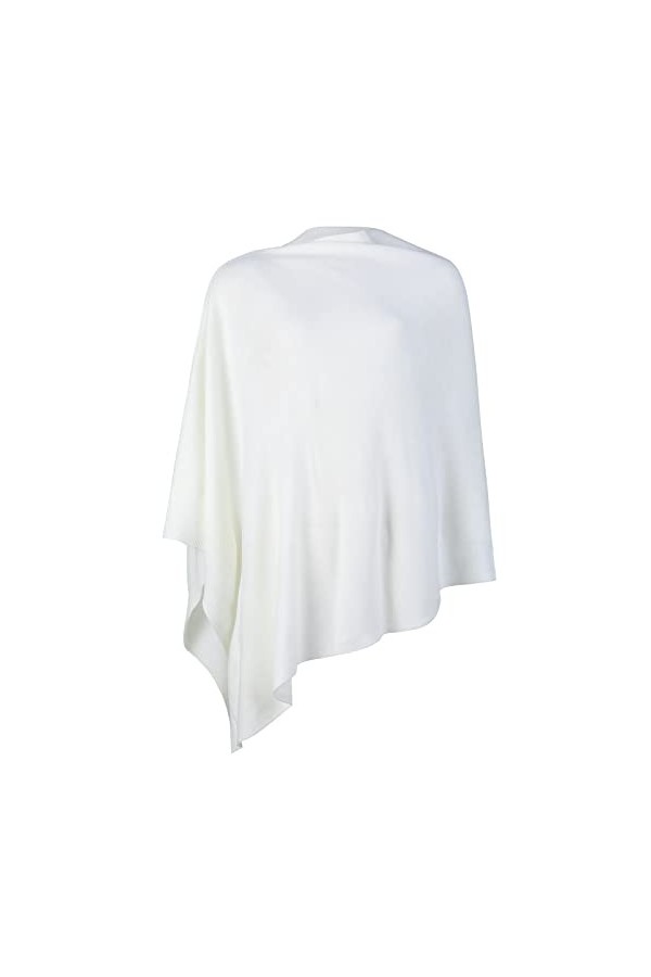Poncho léger et solide en tricot pour femme, blanc, Small - Large