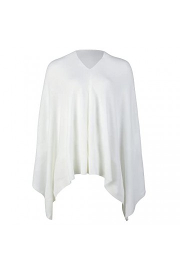 Poncho léger et solide en tricot pour femme, blanc, Small - Large