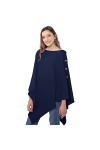 DiaryLook Poncho, châle, châle, écharpe multi-voies pour femme, bleu marine, taille unique
