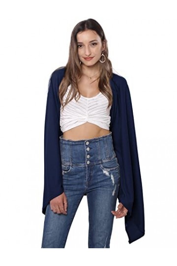 DiaryLook Poncho, châle, châle, écharpe multi-voies pour femme, bleu marine, taille unique