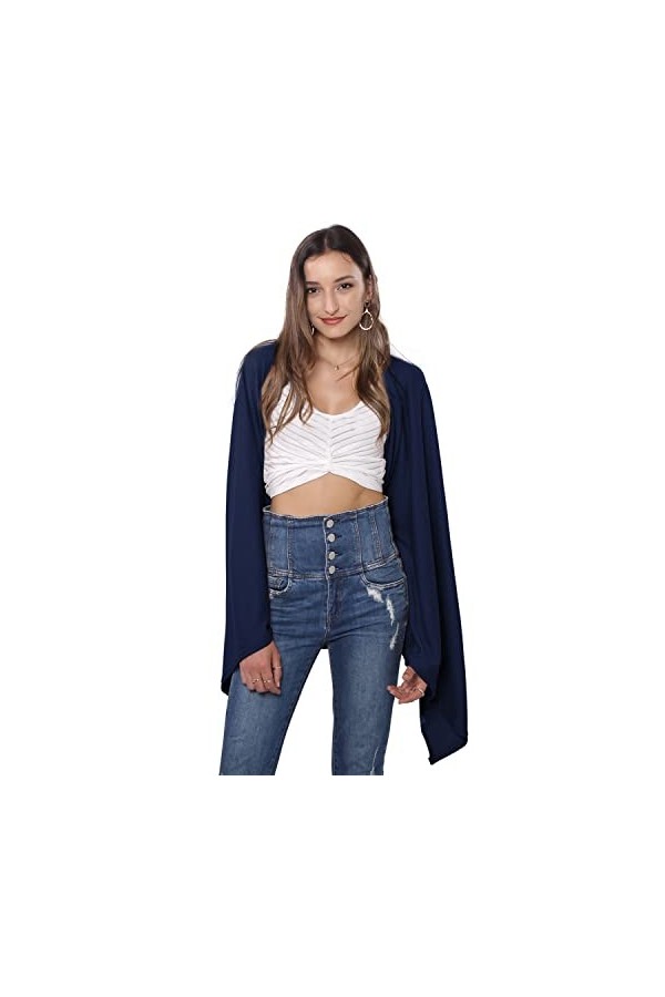 DiaryLook Poncho, châle, châle, écharpe multi-voies pour femme, bleu marine, taille unique