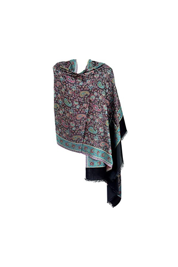 Rastogi Handicrafts Châles pour Femme/Tissu – Enveloppes en viscose Cachemire travail pleine taille - Rouge - Taille Unique