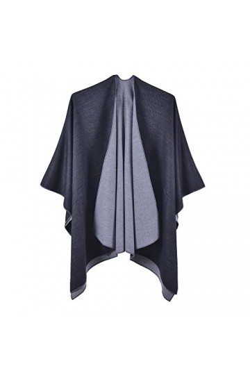 AXZDTH Écharpe pour femme - Poncho vintage - Couleur bloquante - Poncho ouvert à lavant - Couverture dhiver élégante - Pour