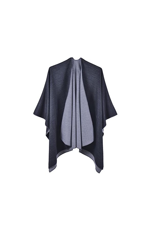 AXZDTH Écharpe pour femme - Poncho vintage - Couleur bloquante - Poncho ouvert à lavant - Couverture dhiver élégante - Pour